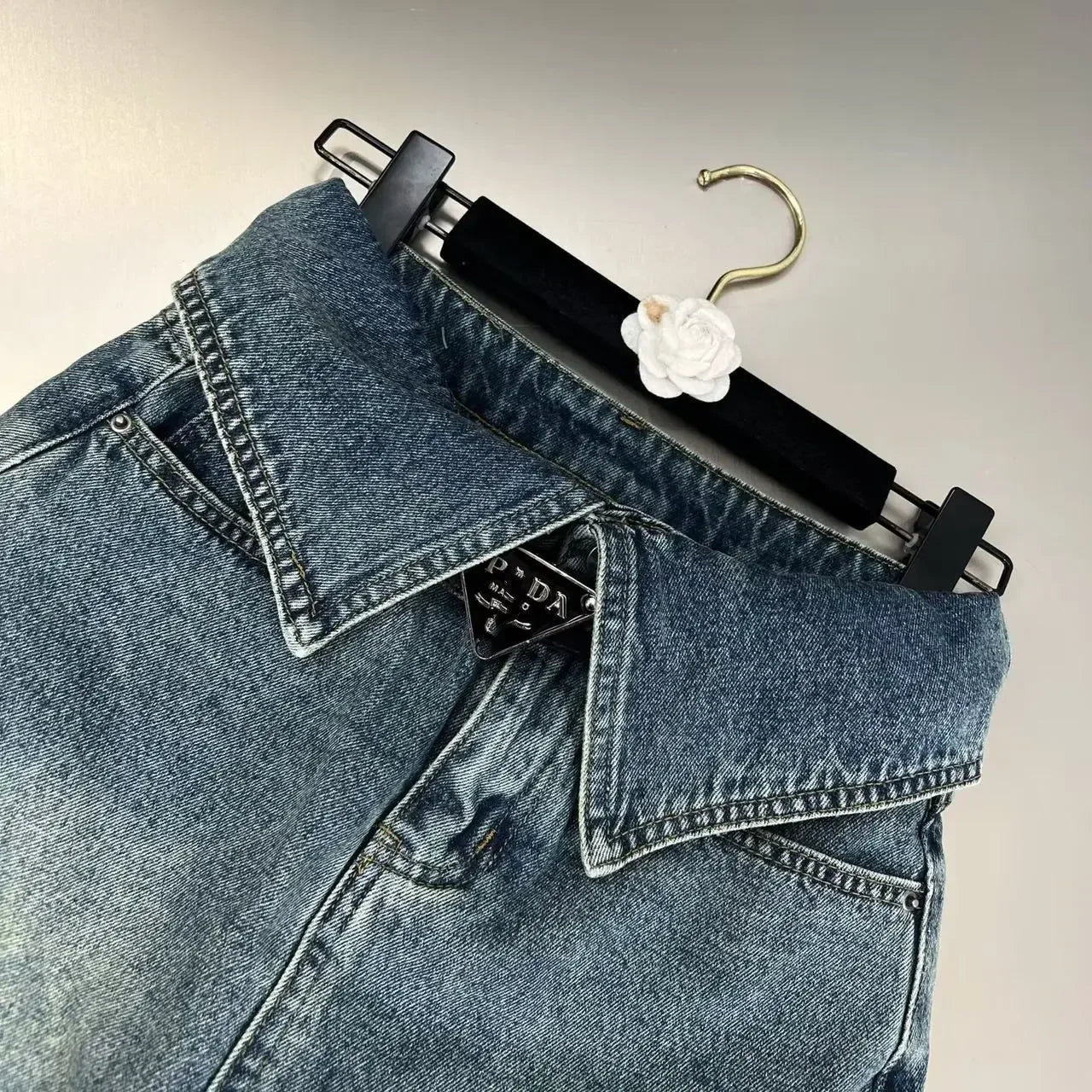Retro Denim Fold Out Mini Skirt