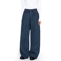 Japanese Style Wavy Stripe Jacquard Fabric Baggy Wide-leg Jeans