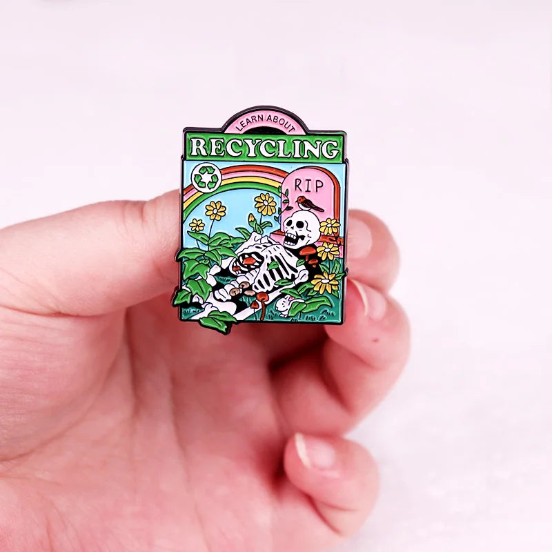 Learn about Recycling Rip Skeleton Enamel Pin