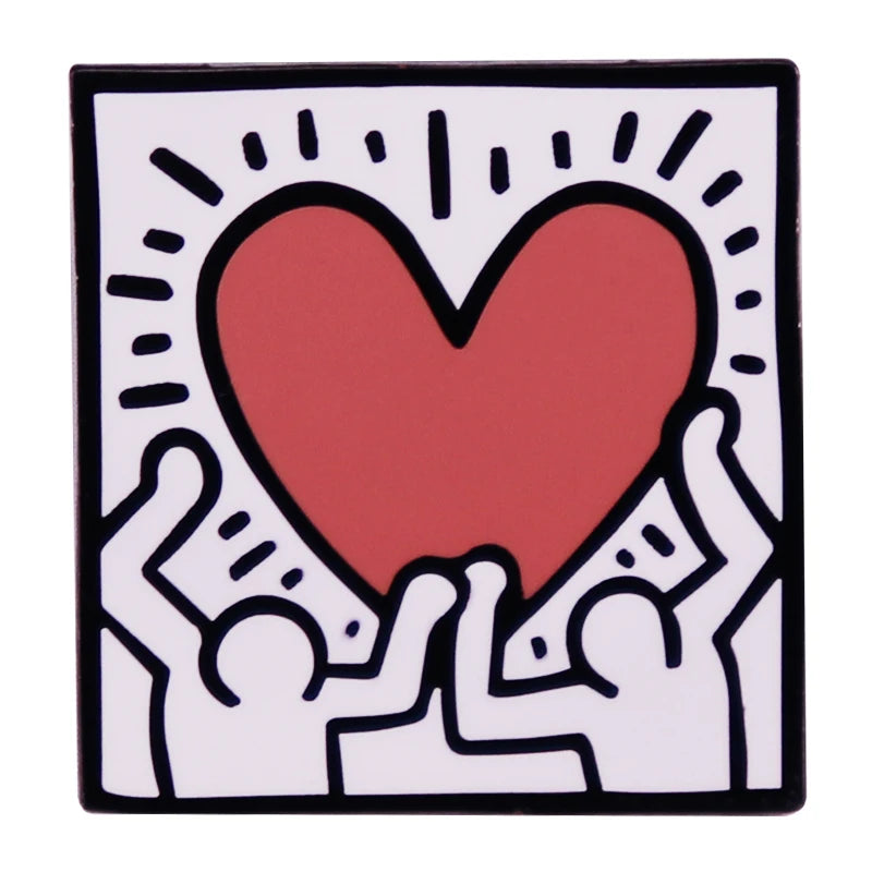 Keith Haring Heart Pop Pin