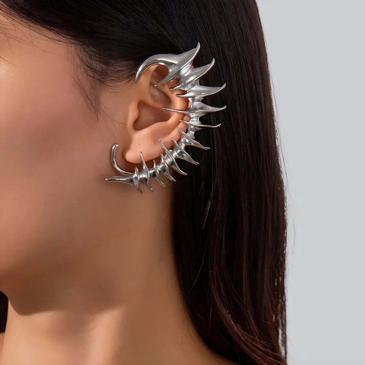 Silver Spine Bone Ear Clip