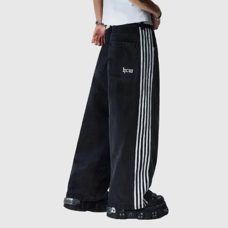 Vintage Striped Embroidered Sweatpant Jeans
