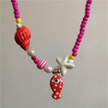 Ceramic Fish Starfish Shell Combo Necklace