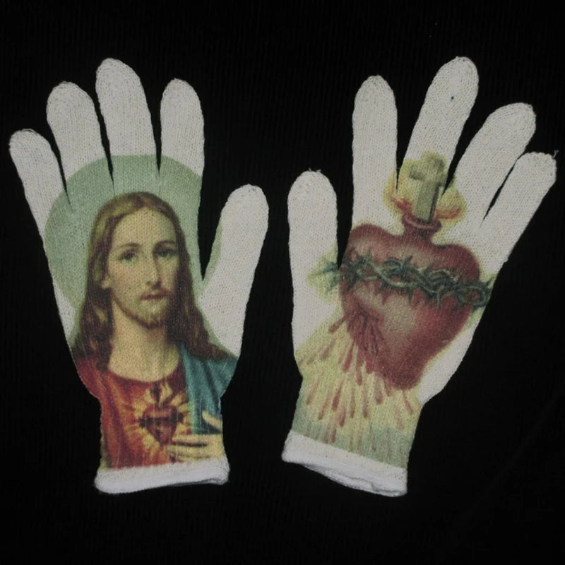 Virgin Mary Knitted Gloves