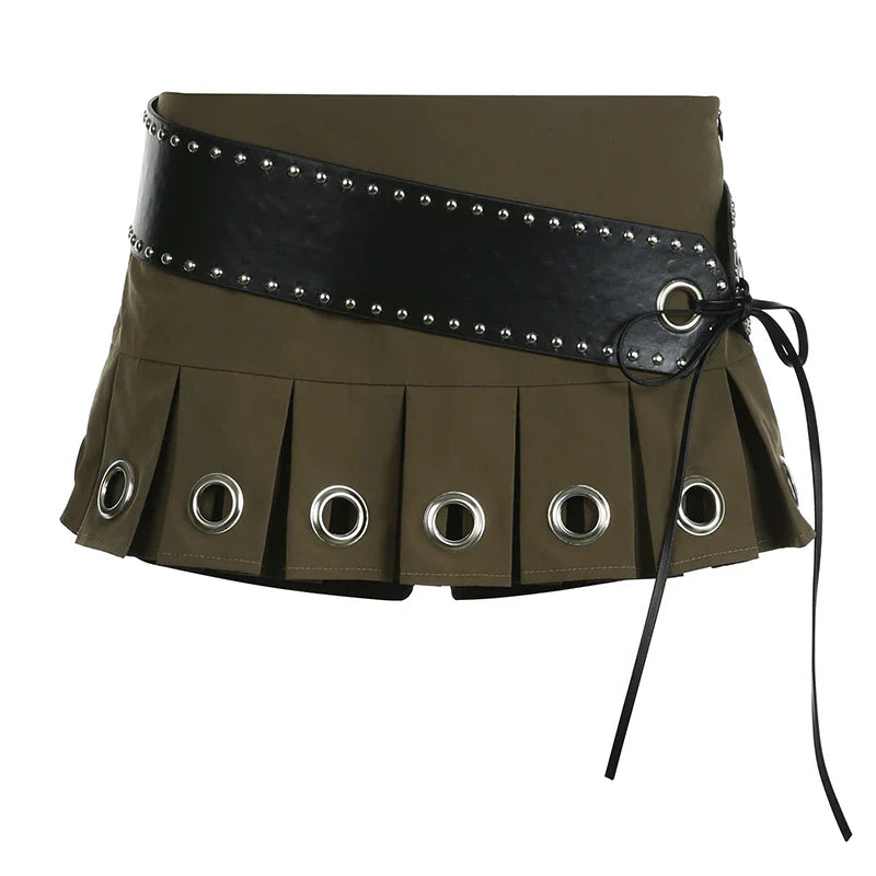 Low Rise Pleated Mini Skirt