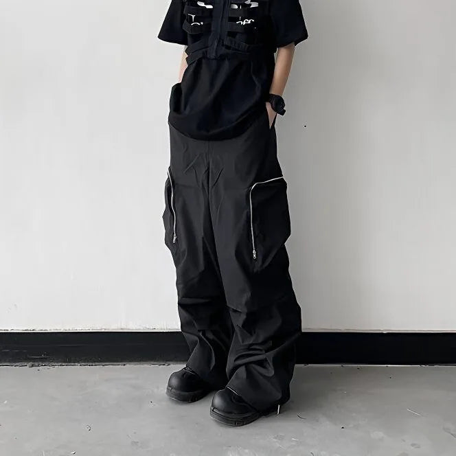 Zipper Multi Pocket Oversized Casual Trousers