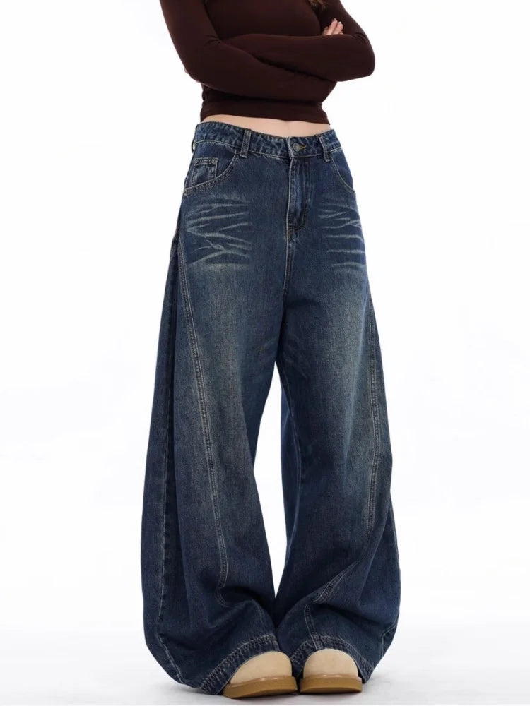 Wide Leg Baggy Cotton Denim Jeans