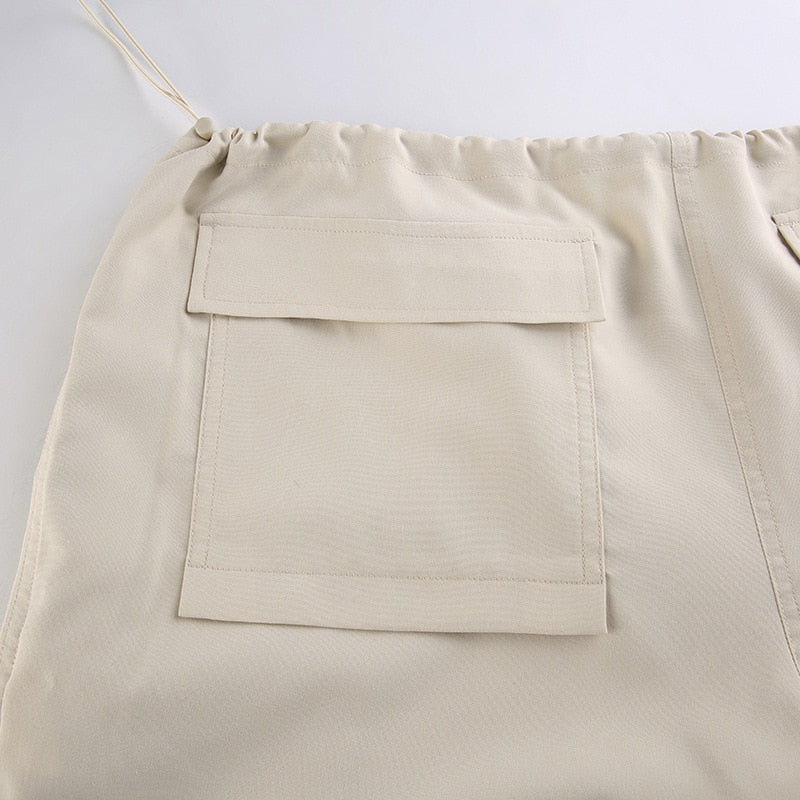 Drawstring Wide Leg Parachute Pants