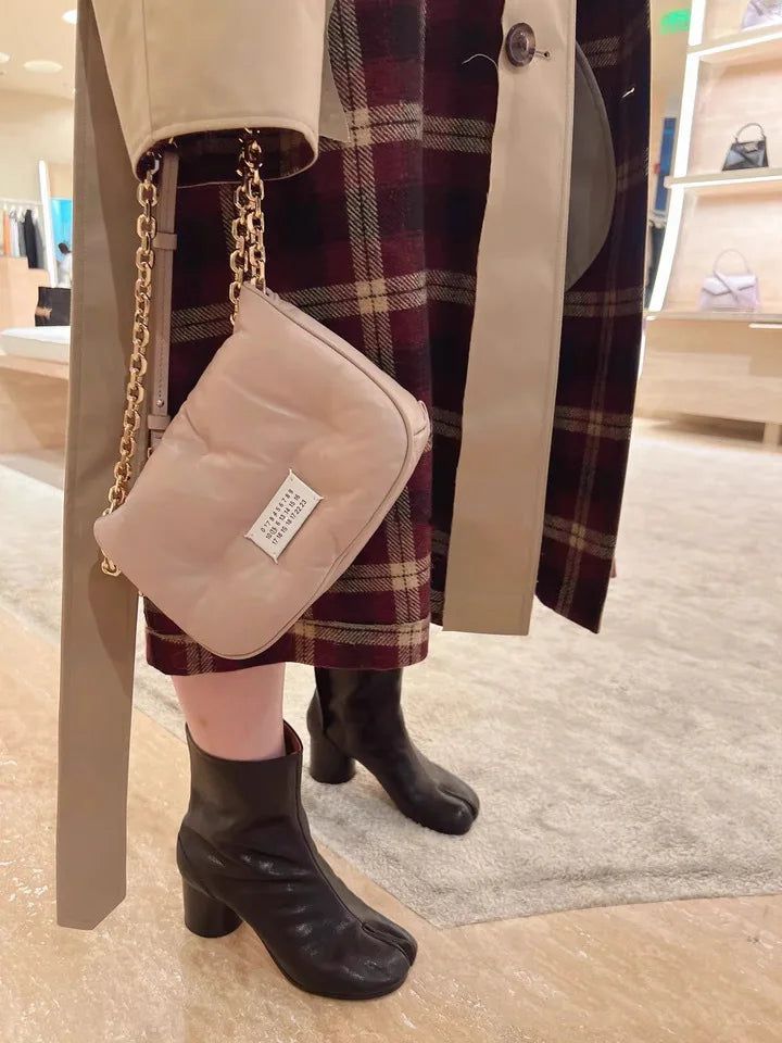 Thick-heeled Split-toe Tabi Suede Boots