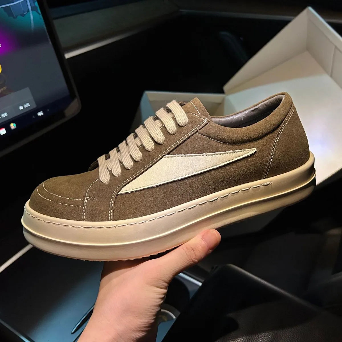 Cow Suede Leather Low Top Owens Sneakers