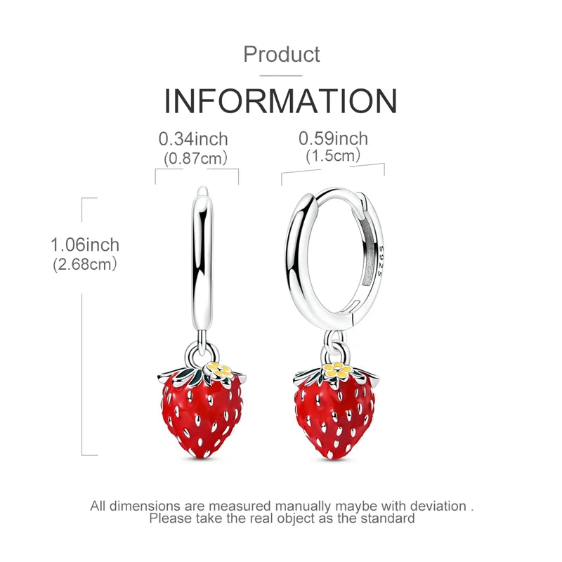925 Sterling Silver Strawberry Earrings