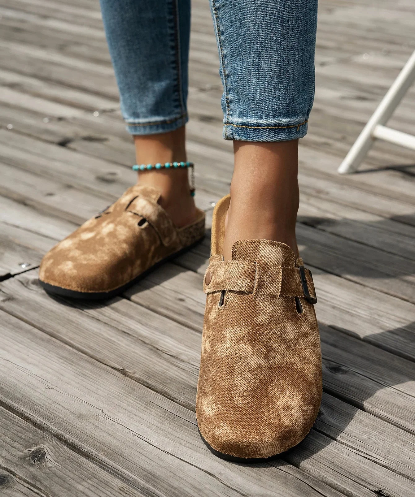 Bleached Denim Clogs