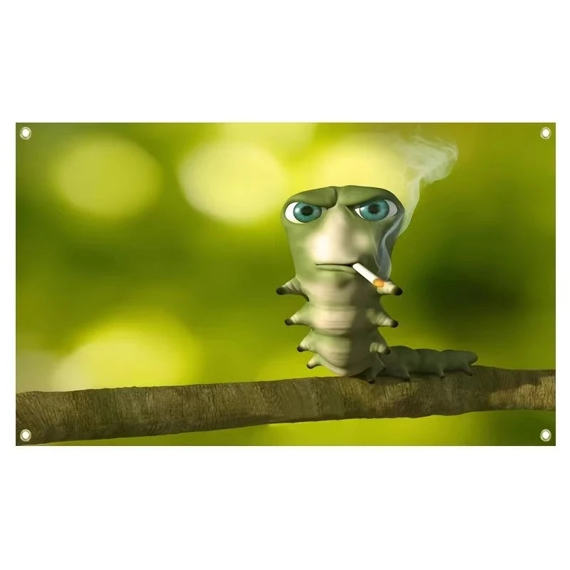 Smoking CATERPILLAR Wall Banner