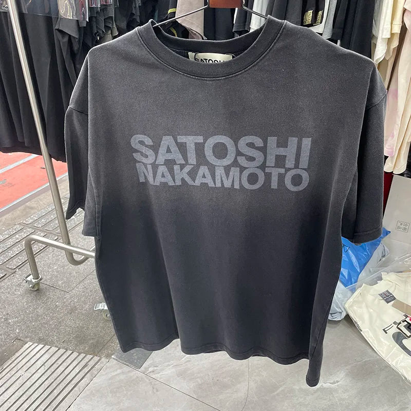 Washed Satoshi Nakamoto Letter Logo Tee