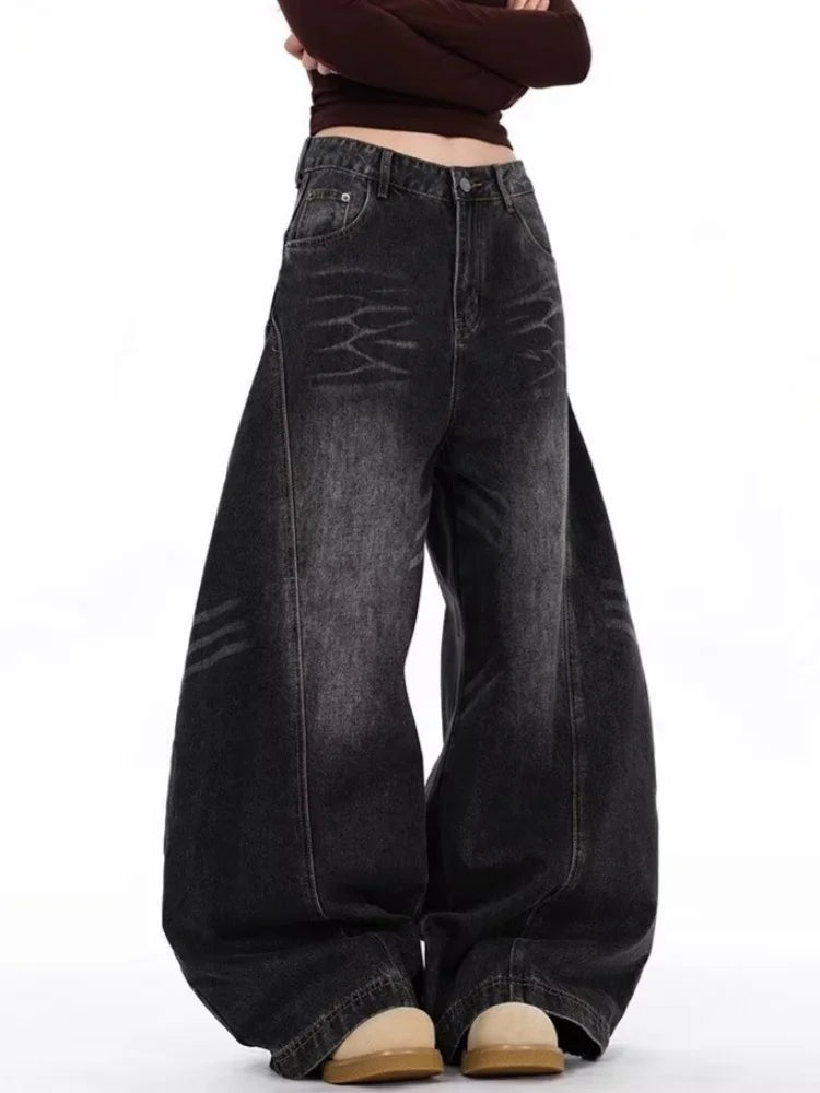Wide Leg Baggy Cotton Denim Jeans