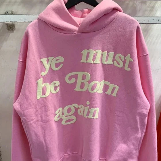 Ye Must Be Born Again Puff Print Oversized Hoodie