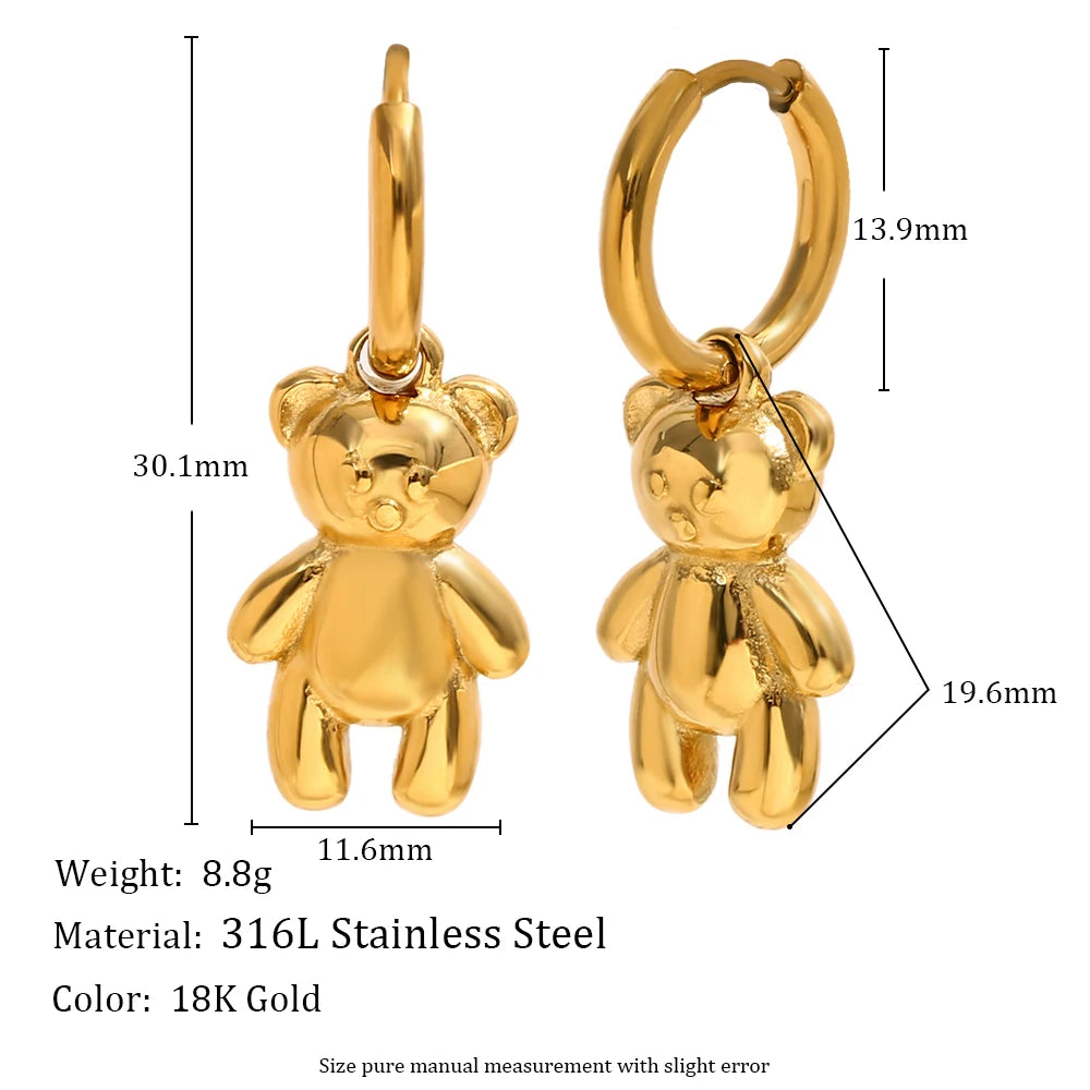 Little Bear Charm Hoop Earrings