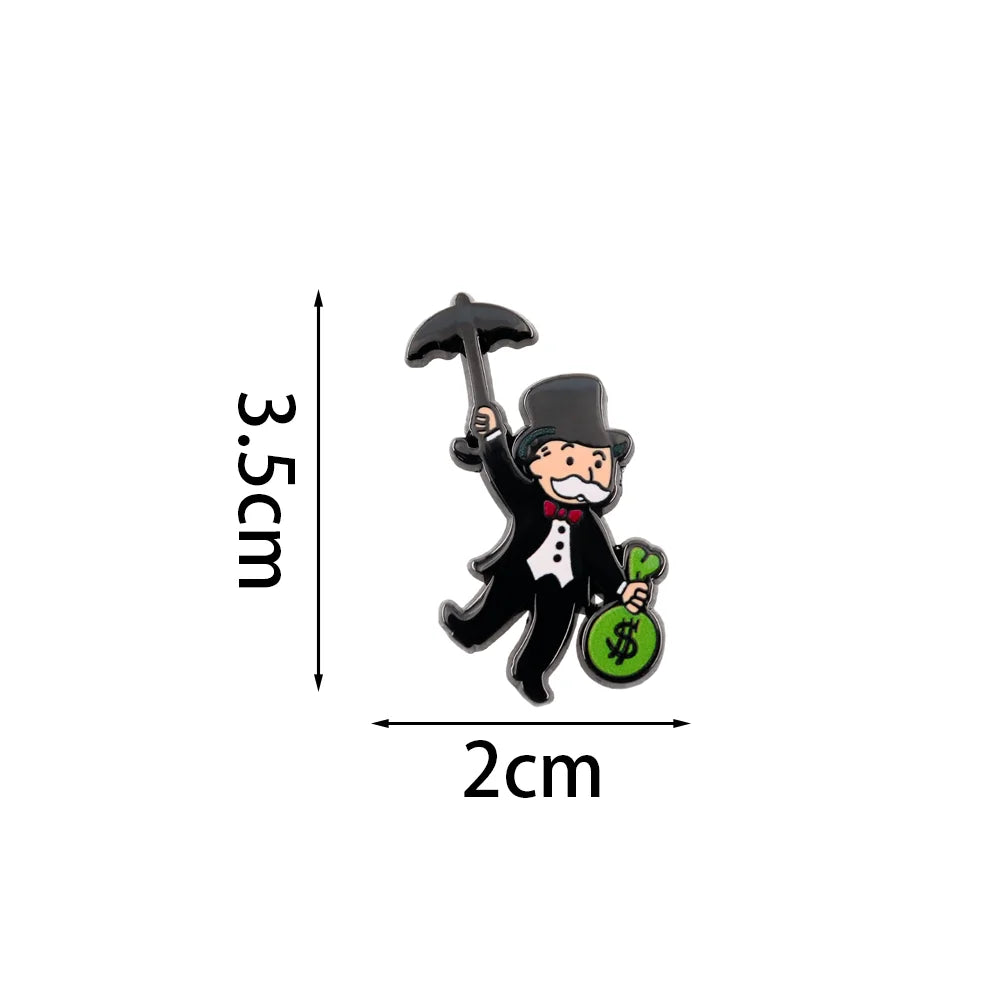 Monopoly Man Holding Money Bag Enamel Pin