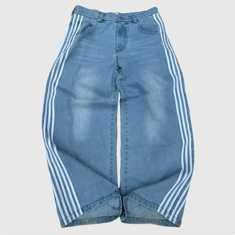 Vintage Striped Embroidered Sweatpant Jeans