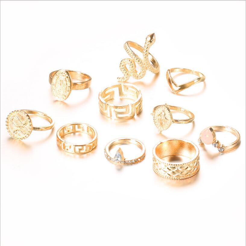 10 Piece Snake Ring Set
