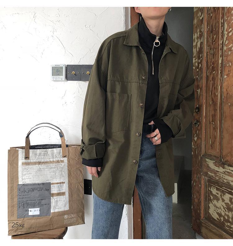 Retro Khaki Long Sleeve Shirt
