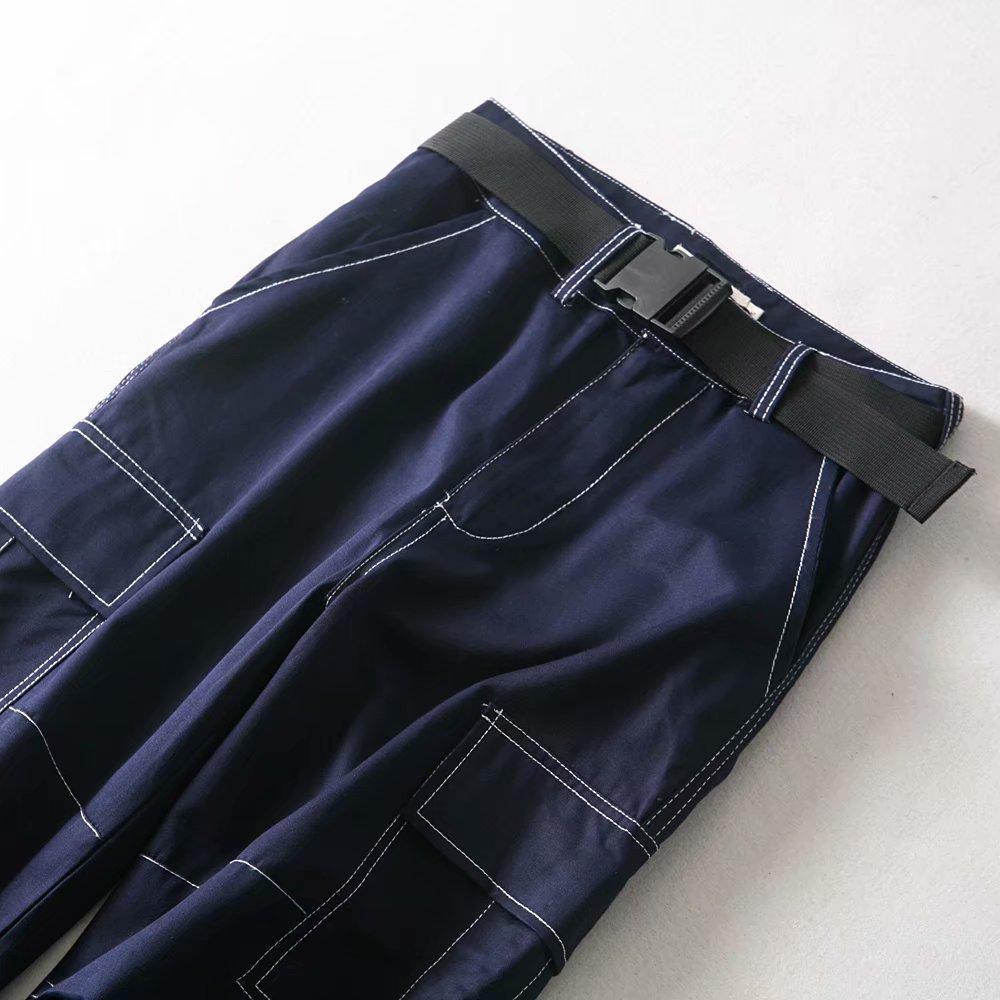 High Waisted Contrast Stitch Skate Cargo Pants