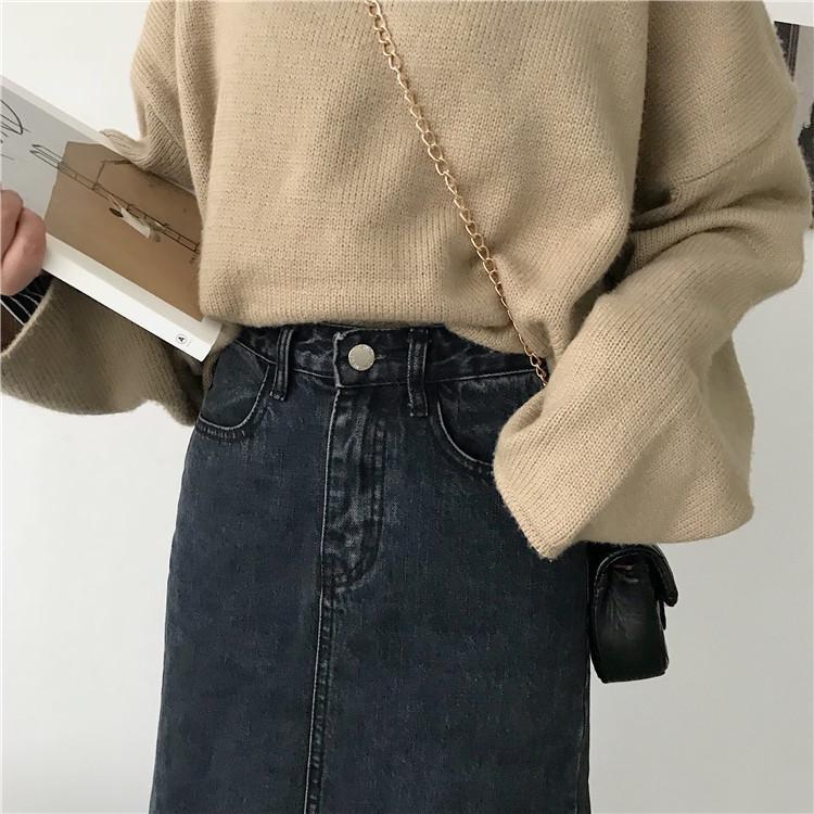Chloe Denim Split-Front Midi Skirt