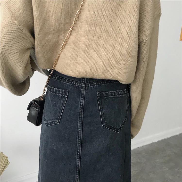 Chloe Denim Split-Front Midi Skirt