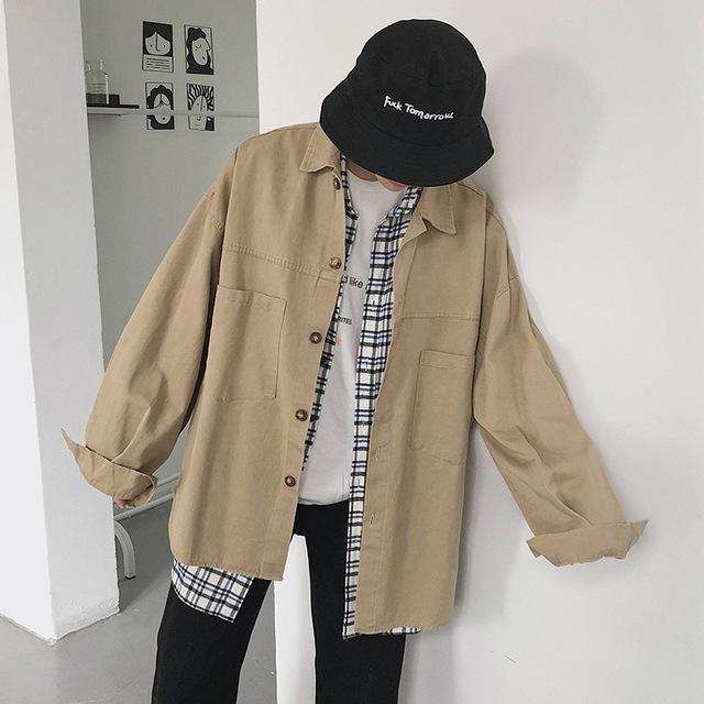 Retro Khaki Long Sleeve Shirt
