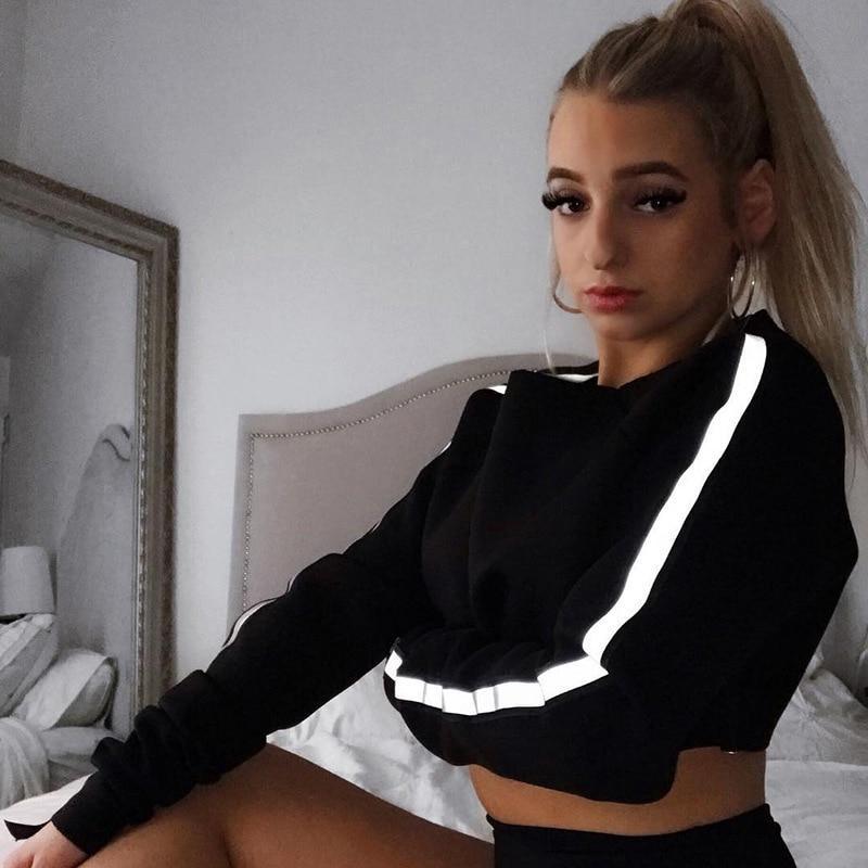 3M Reflective Striped Cropped Pullover