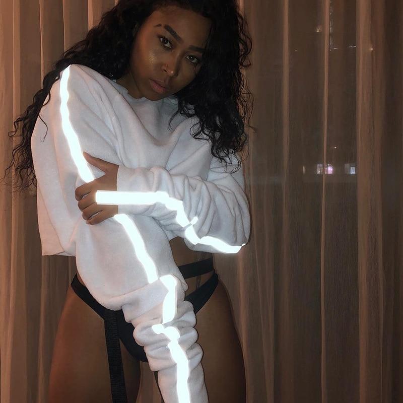 3M Reflective Striped Cropped Pullover