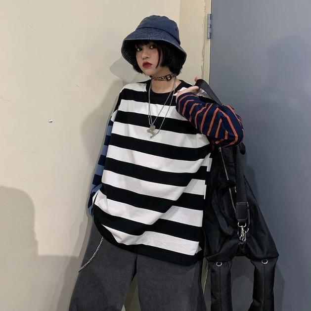Patchwork Striped Long Sleeve Tee