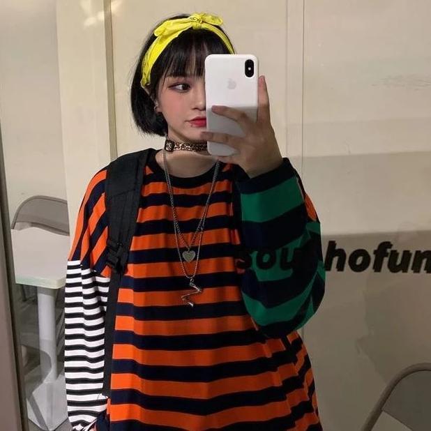 Patchwork Striped Long Sleeve Tee