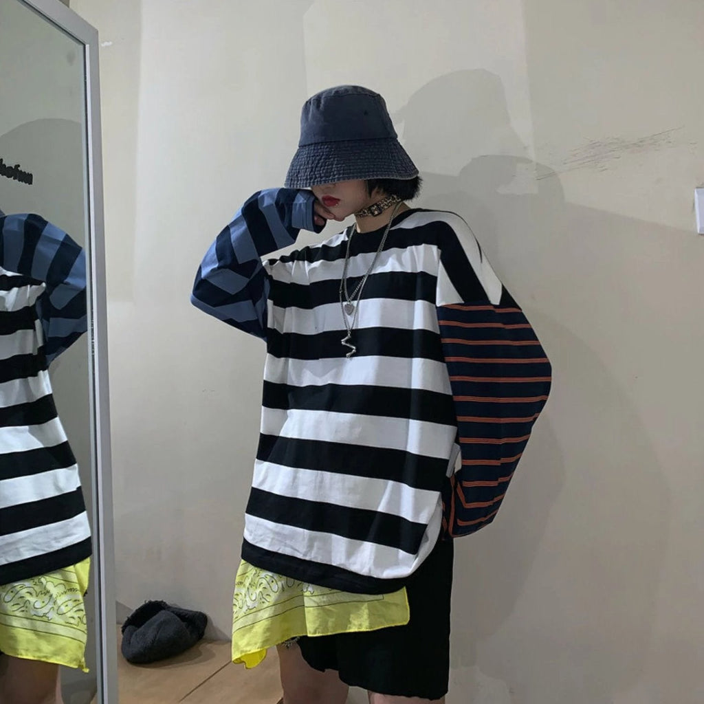 Patchwork Striped Long Sleeve Tee