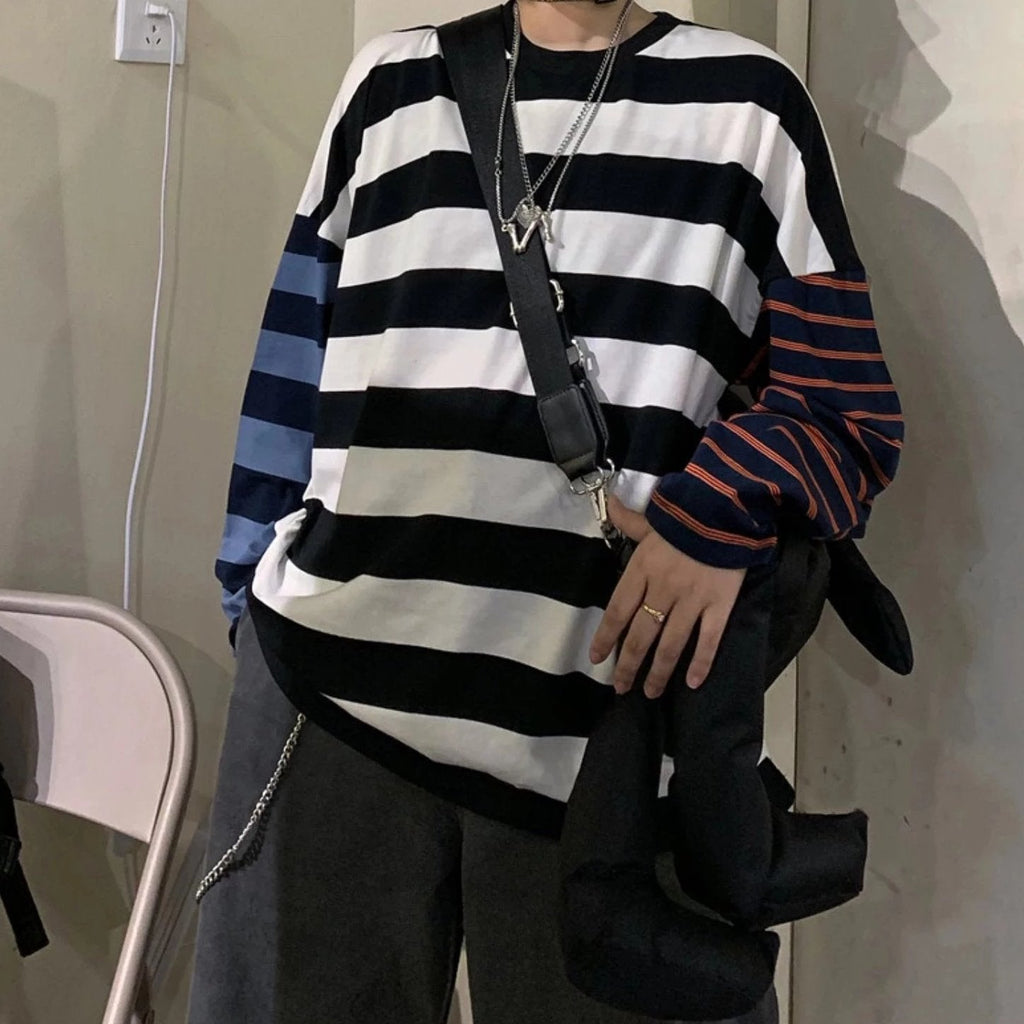 Patchwork Striped Long Sleeve Tee