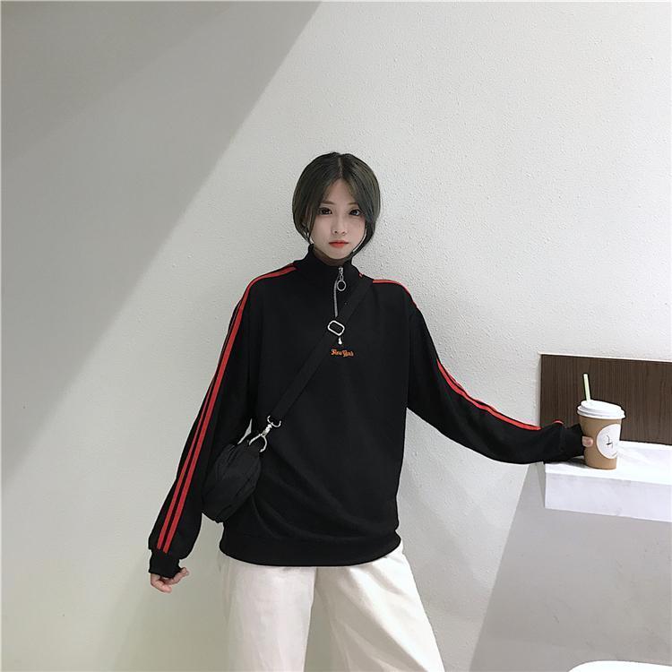 "New York" Embroidered Zip Up Pullover