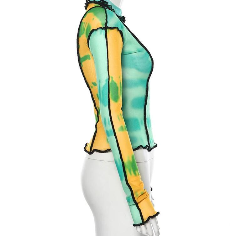 Technicolor Mesh Turtleneck