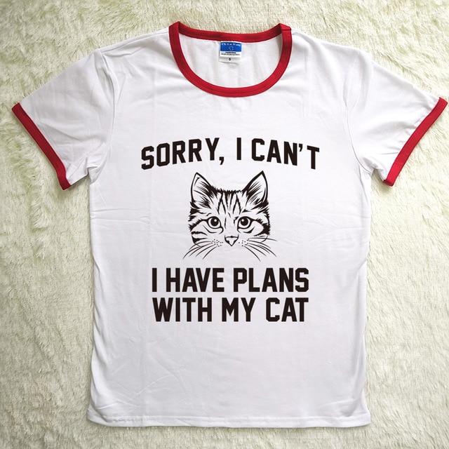"Sorry I Cant I Have Plans with My Cat" Ringer Tee