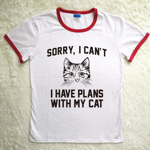 "Sorry I Cant I Have Plans with My Cat" Ringer Tee
