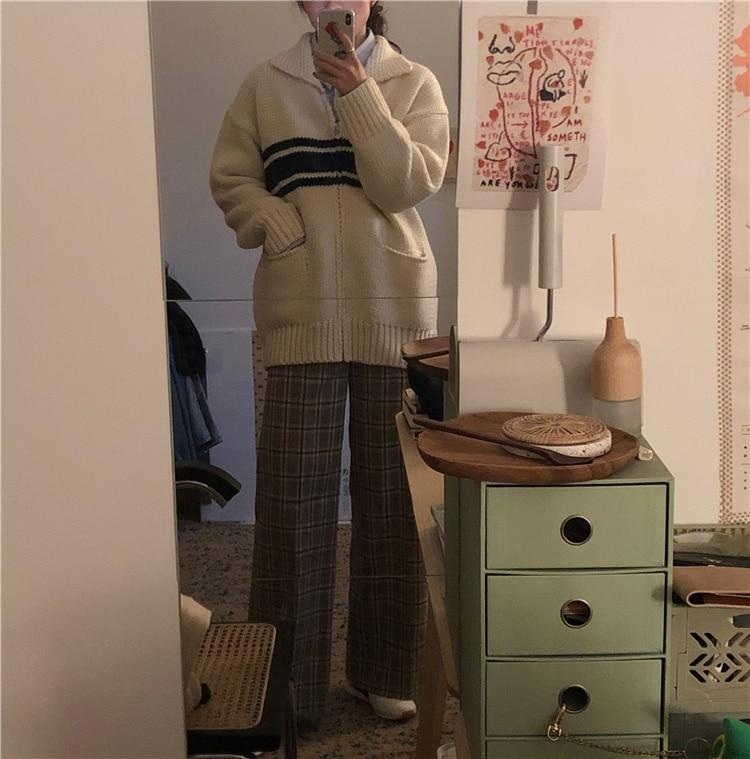 Thick Fiber Knitted Zip Up Cardigan