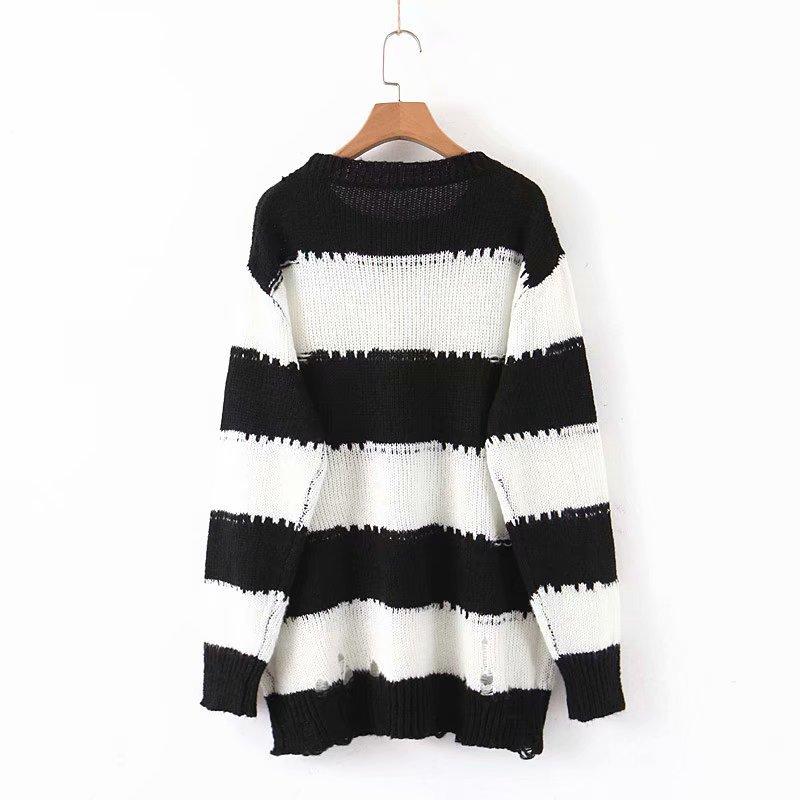 Distressed Striped Sweater