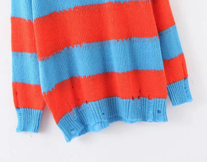 Distressed Striped Sweater
