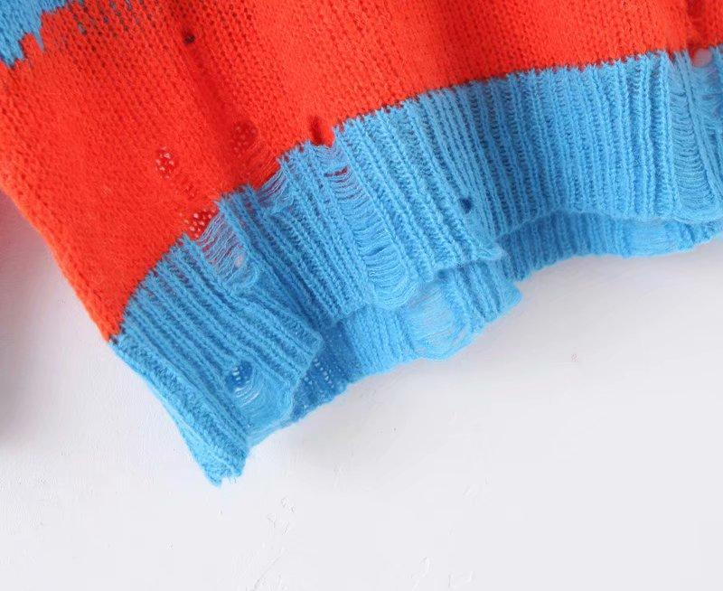 Distressed Striped Sweater