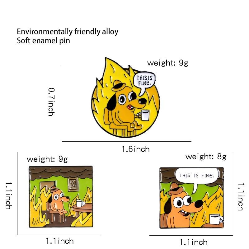 "This Is Fine" Burning Pins