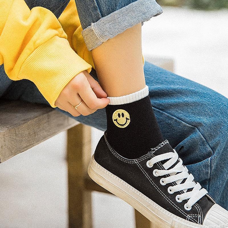 Embroidered Smile Socks