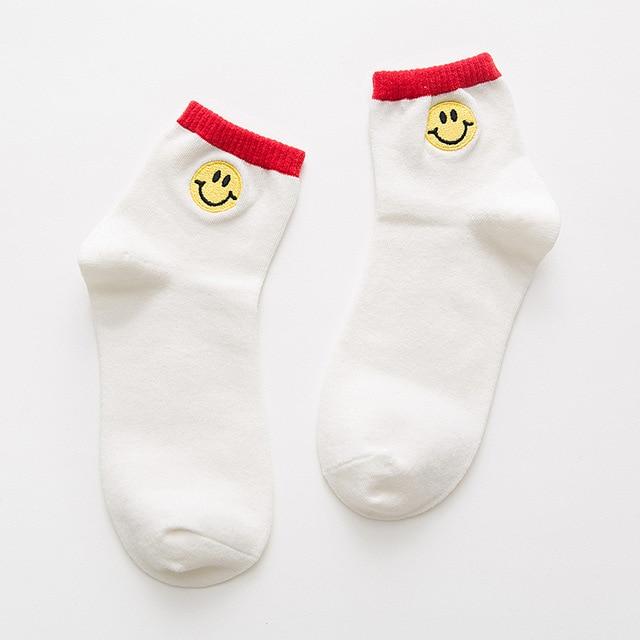 Embroidered Smile Socks