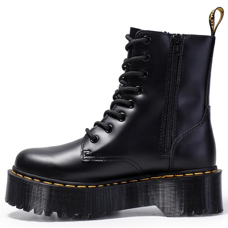 Genuine Leather Combat Platform Boots