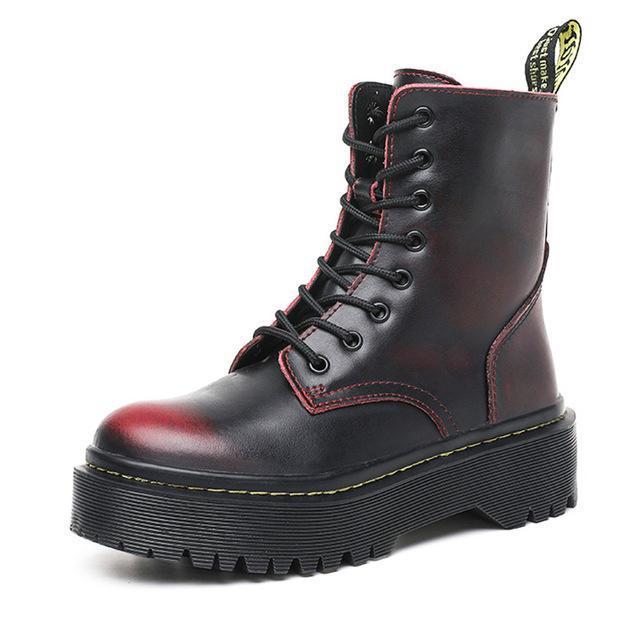 Genuine Leather Combat Platform Boots