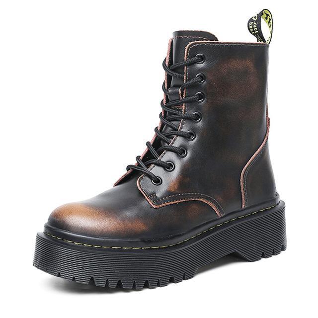 Genuine Leather Combat Platform Boots