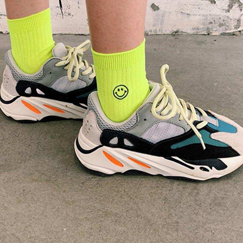 Neon Smiley Face Socks